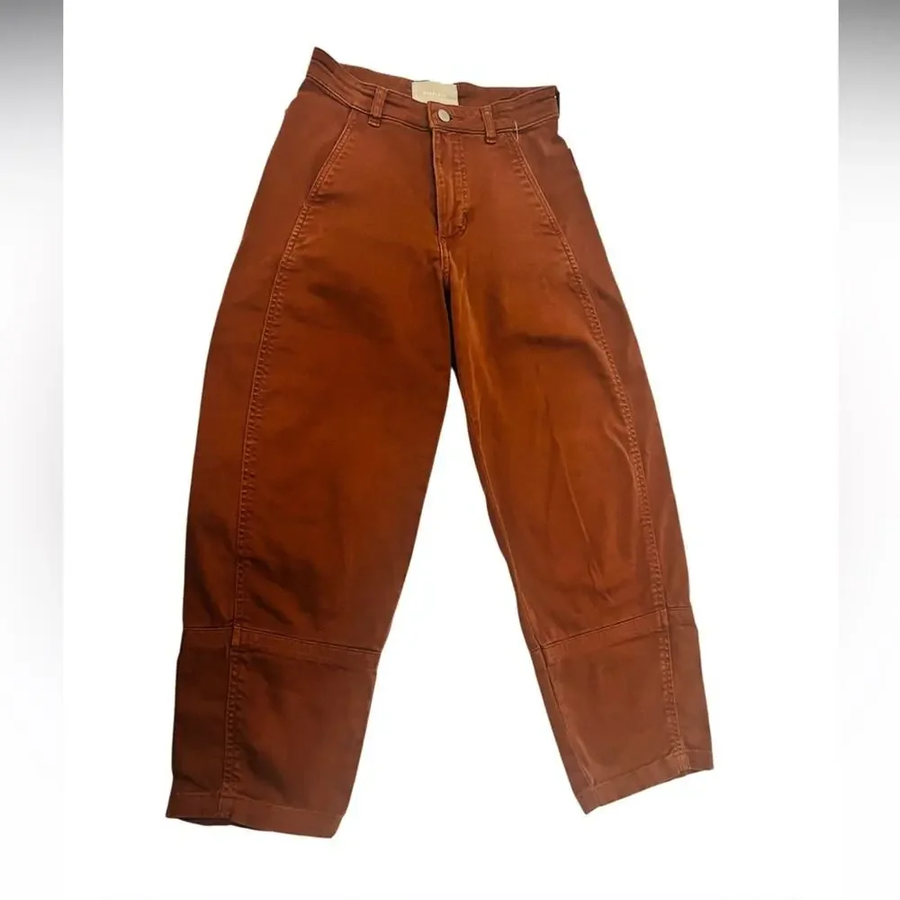 EVERLANE THE UTILITY BARREL PANT BROWN ORGANIC COTTON SIZE 00 - Picture 5 of 12